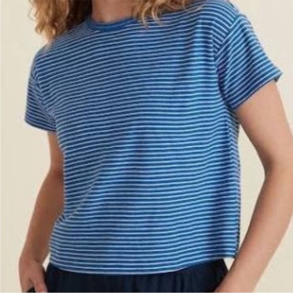 Marine Layer Blue Striped Short Sleeve Tee